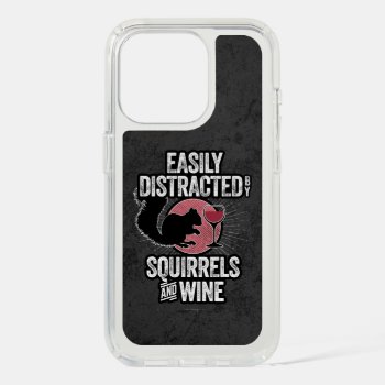 Easily Distracted By Squirrels And Wine Iphone 15 Pro Case by eBrushDesign at Zazzle