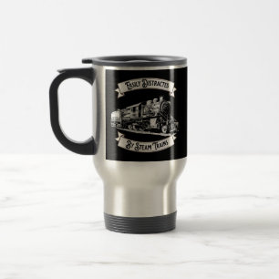 Easily Distracted By Steam Trains Engine Railroad Travel Mug