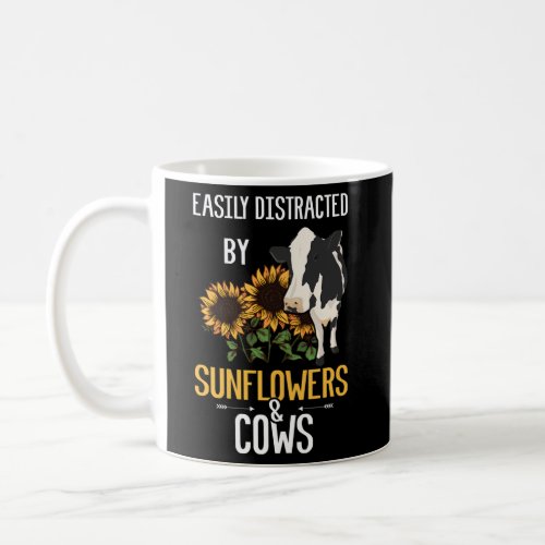 Easily Distracted By Sunflowers And Cows Coffee Mug