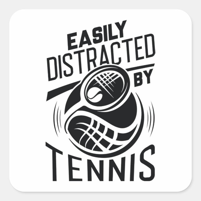 Easily Distracted By Tennis Square Sticker (Front)