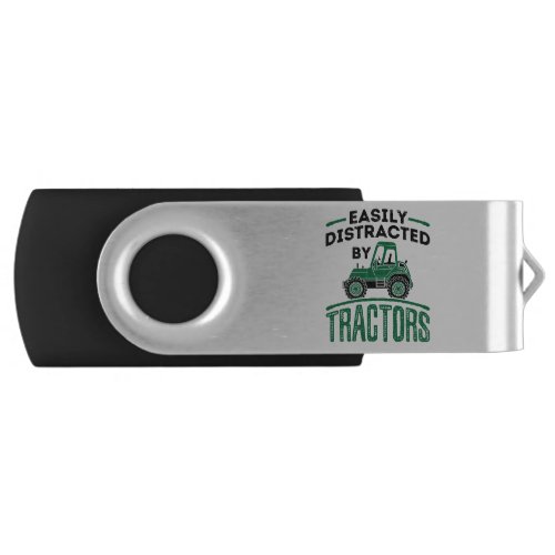 Easily Distracted by Tractors Flash Drive