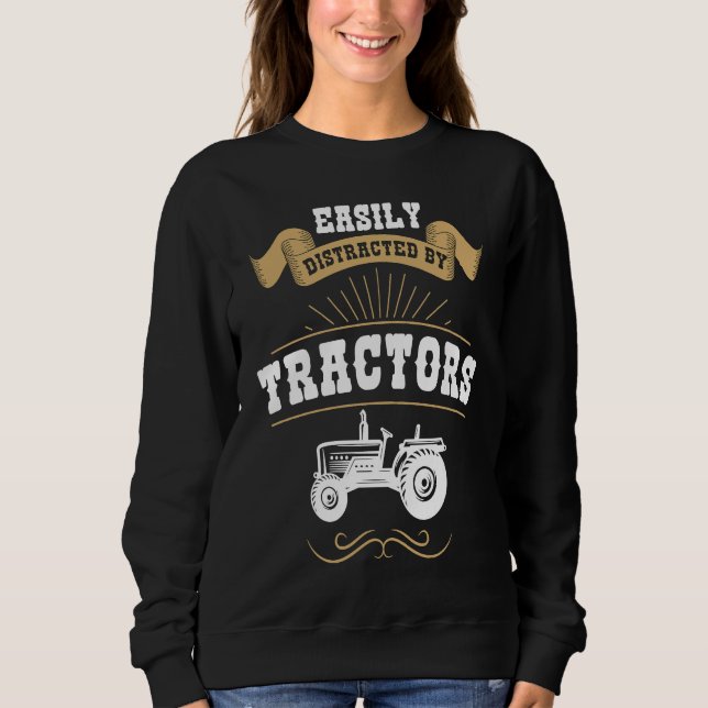 Easily Distracted By Tractors Mens Tractor Sweatshirt (Front)
