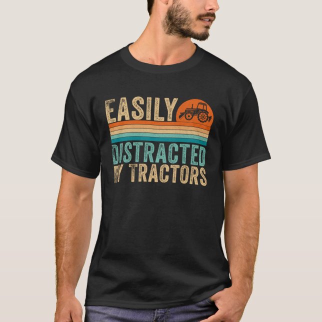 Easily distracted by tractors T-Shirt (Front)