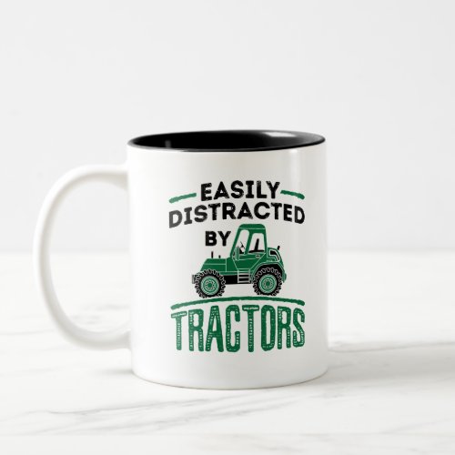 Easily Distracted by Tractors Two_Tone Coffee Mug