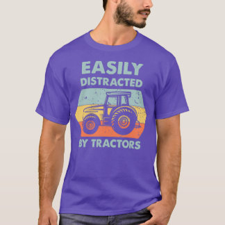 Easily Distracted By Tractors Vintage Farmer Farm T-Shirt