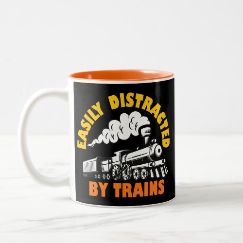 Easily Distracted By Trains Two_Tone Coffee Mug