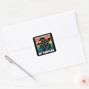 Easily Distracted By Turtles Cool Sea Animal Funny Square Sticker