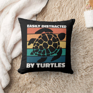 Easily Distracted By Turtles Cool Sea Animal Funny Throw Pillow