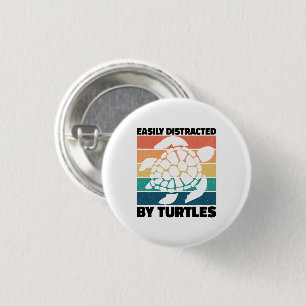Easily Distracted By Turtles Funny Amphibian Cool Button