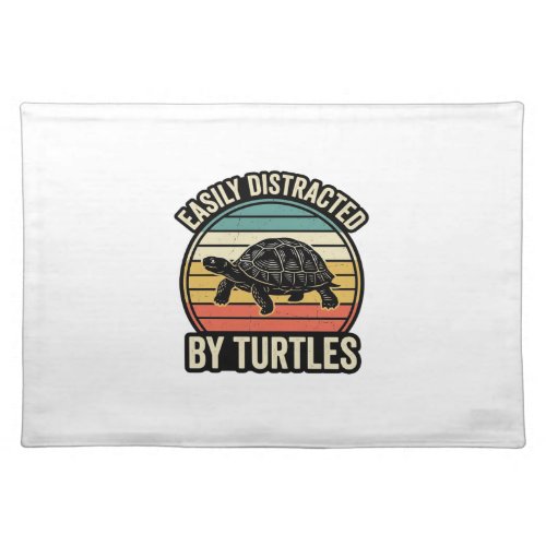 Easily Distracted By Turtles Vintage Graphic Shirt Cloth Placemat