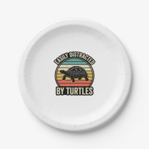 Easily Distracted By Turtles Vintage Graphic Shirt Paper Plates