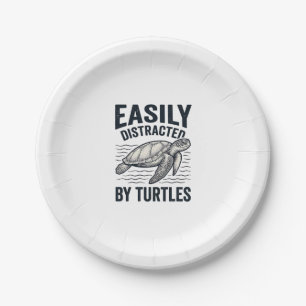 Easily Distracted By Turtles Vintage Shirt Design_ Paper Plates