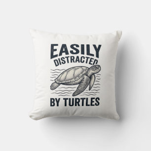 Easily Distracted By Turtles Vintage Shirt Design_ Throw Pillow