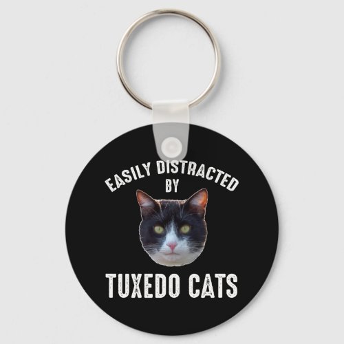 Easily Distracted By Tuxedo Cats Keychain