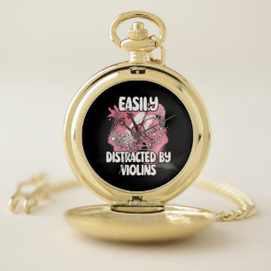 Easily Distracted By Violins Pocket Watch