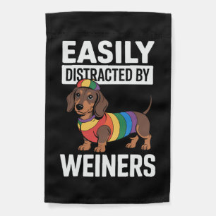 Easily Distracted By Weiners LGBTQ Rainbow Gay Garden Flag