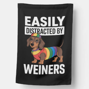 Easily Distracted By Weiners LGBTQ Rainbow Gay House Flag