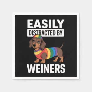 Easily Distracted By Weiners LGBTQ Rainbow Gay Napkins