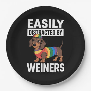Easily Distracted By Weiners LGBTQ Rainbow Gay Paper Plates