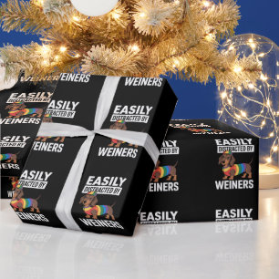 Easily Distracted By Weiners LGBTQ Rainbow Gay Wrapping Paper