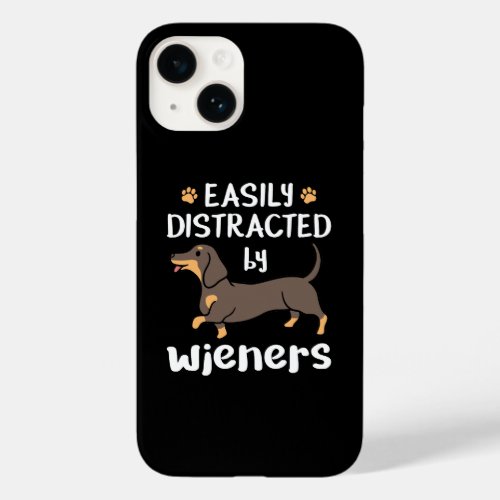 Easily Distracted by Wieners Funny Dachshund Dog Case_Mate iPhone 14 Case
