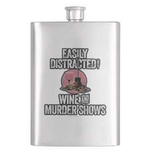 Easily Distracted by Wine and Murder Shows Flask