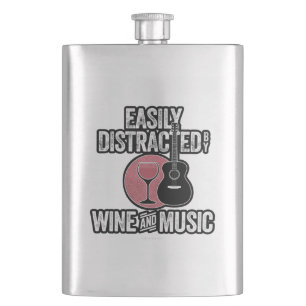 Easily Distracted by Wine and Music Flask