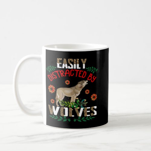Easily Distracted By Wolves Leopard Sunflowers Wol Coffee Mug
