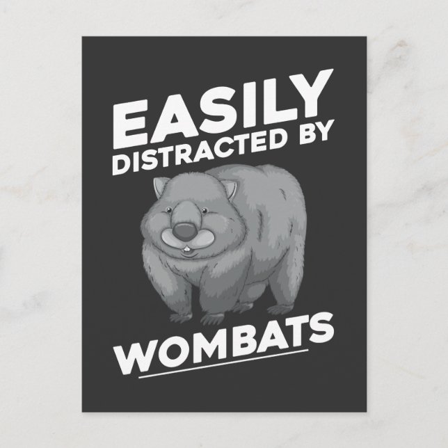 Easily Distracted By Wombats Australian Animals Postcard (Front)