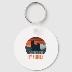 Easily Distracted By Yorkies Dog Walking Keychain