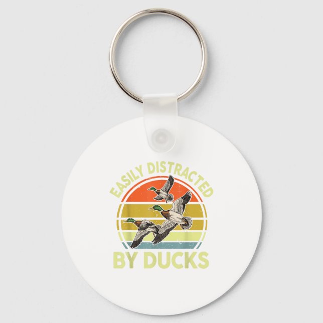 Easily Distracted Duck Hunting Gift Dad Hunter Son Keychain (Front)