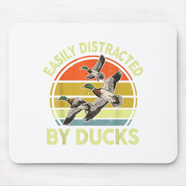 Easily Distracted Duck Hunting Gift Dad Hunter Son Mouse Pad (Front)