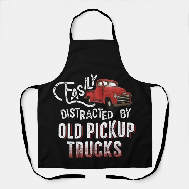 Easily Distracted Old Pickup Trucks Cute Trucker Apron (Front)