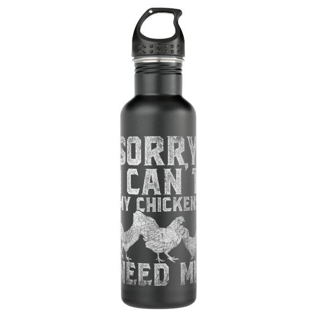 Easily Distracted Rubber Chicken Funny Rubber Chic Stainless Steel Water Bottle (Front)