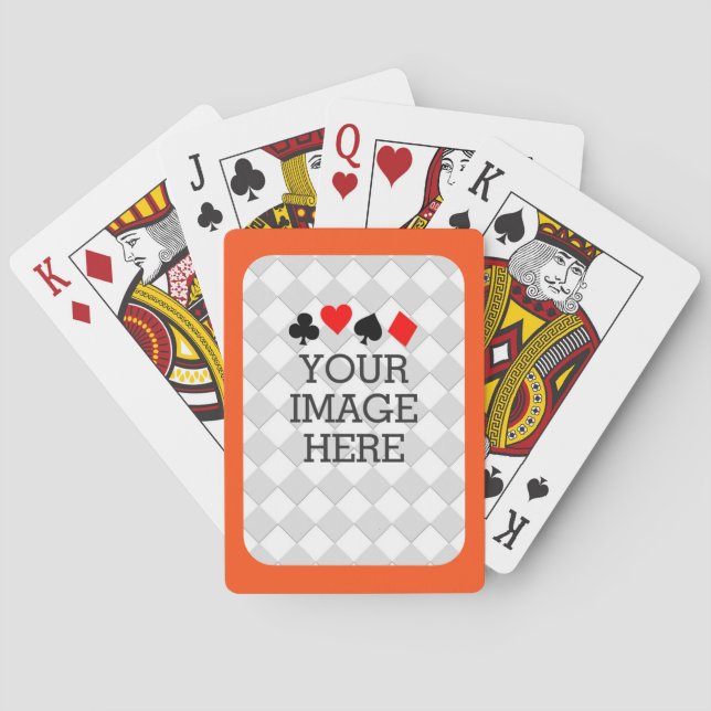 Easily Make Your Own in One Step in orange frame Poker Cards (Back)