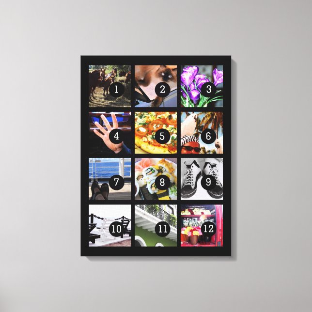 Easily Make Your Own Photo Art with 12 images Canvas Print (Front)