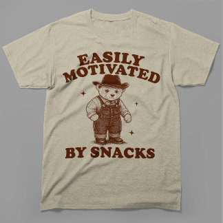 Easily Motivated By Snacks Funny Bear T-Shirt