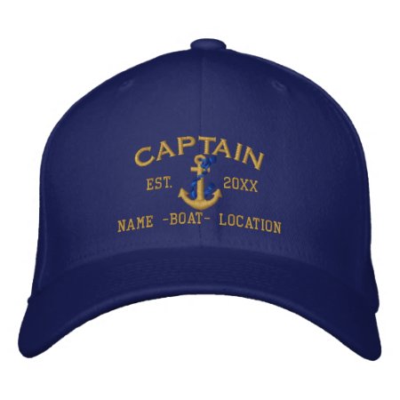 Easily Personalize A Stylish Captain Rope Anchor Embroidered Baseball 