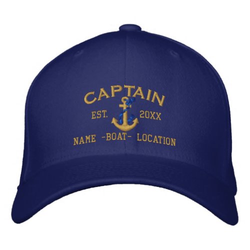 Easily Personalize a Stylish Captain Rope Anchor Embroidered Baseball Hat