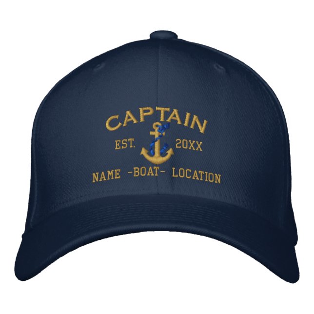 Easily Personalize a Stylish Captain Rope Anchor Embroidered Baseball Hat (Front)
