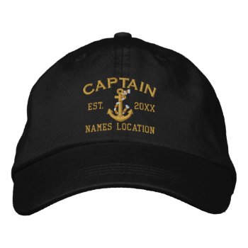 Easily Personalize This Captain Rope Anchor Embroidered Baseball Cap by CaptainShoppe at Zazzle