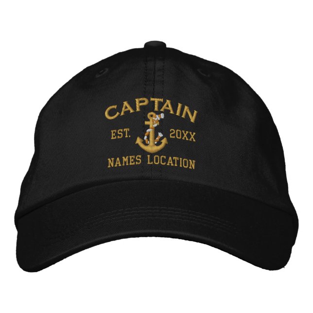 Easily Personalize This Captain Rope Anchor Embroidered Baseball Cap (Front)