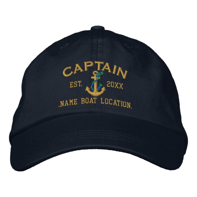 Easily Personalize This Captain Rope Anchor Style Embroidered Baseball Cap (Front)