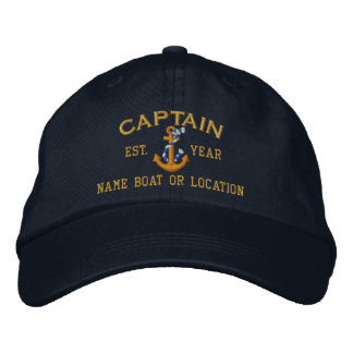Easily Personalize This Captain Rope Anchor Text Embroidered Baseball Hat