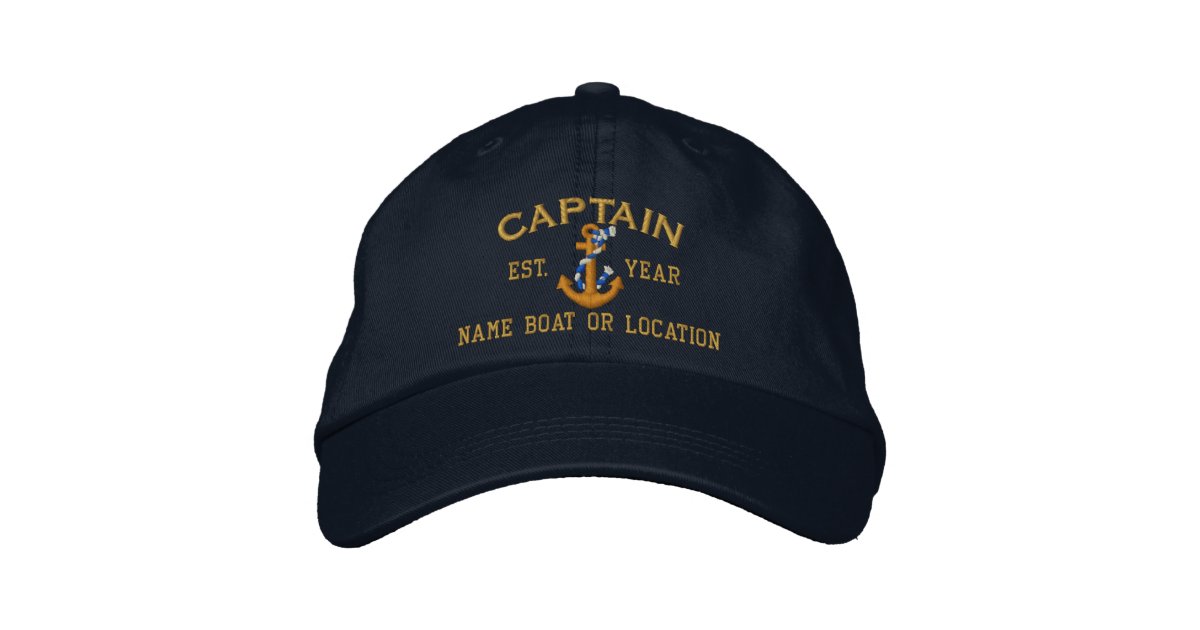 Easily Personalize This Captain Rope Anchor Text Embroidered Baseball ...