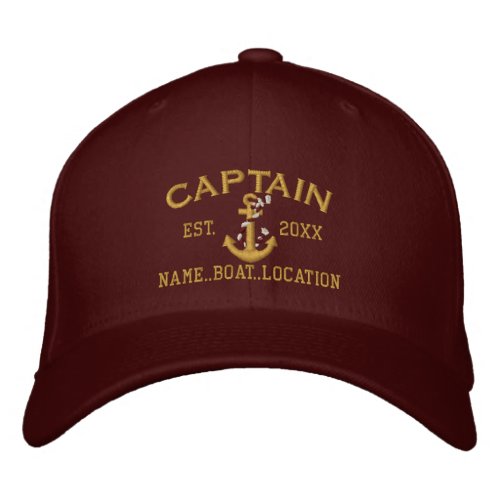 Easily Personalized Captain Nautical Rope Anchor Embroidered Baseball Cap