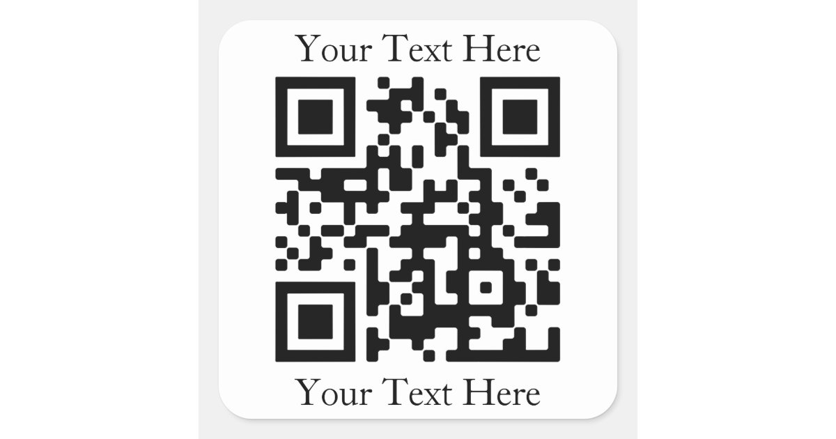 Easily Upload Your Own QR Code & Add Text Square Sticker Zazzle