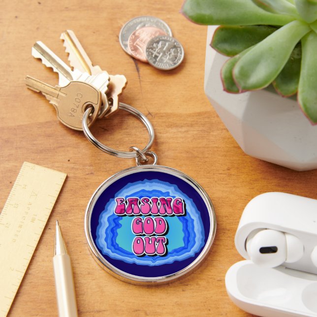 Easing GOD Out Geode 12 Step AA Recovery Slogan Keychain (Desk)