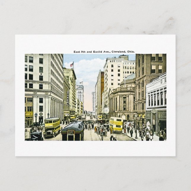 East 9th and Euclid Avenue, Cleveland, Ohio Postcard (Front)