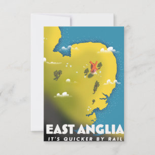 East Anglia travel poster. Postcard